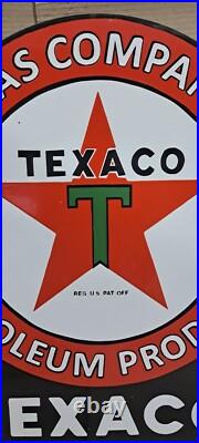 Texaco Motor Oil Porcelain Enamel Sign 36 x 27 Inches 2 Sided