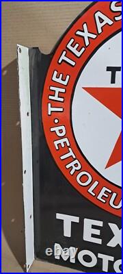 Texaco Motor Oil Porcelain Enamel Sign 36 x 27 Inches 2 Sided