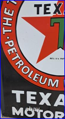 Texaco Motor Oil Porcelain Enamel Sign 36 x 27 Inches 2 Sided