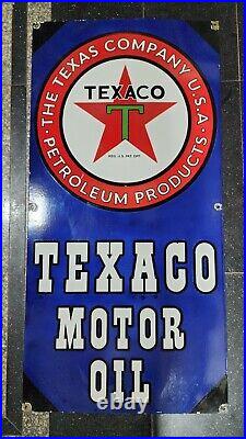 Texaco Motor Oil Porcelain Enamel Sign 48 X 24 Inches