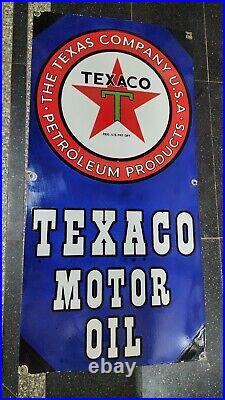 Texaco Motor Oil Porcelain Enamel Sign 48 X 24 Inches