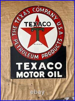 Texaco Motor Oil Porcelain Enamel Sign Size 22 x 27 Inches