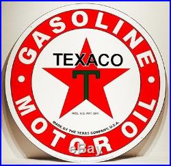 Texaco Motor Oil Sign Large Round Metal 30