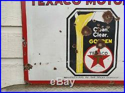 Texaco Motor Oil Sign Porcelain Free Crankcase Service Texaco Oil Sign 30 X 30