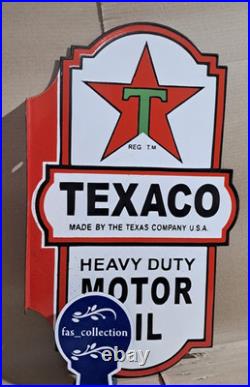 Texaco Motor Oil porcelain Enamel Sign 24 x 14 Inches 2 Sided