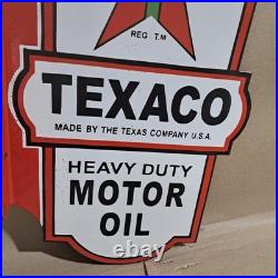 Texaco Motor Oil porcelain Enamel Sign 24 x 14 Inches 2 Sided
