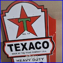 Texaco Motor Oil porcelain Enamel Sign 24 x 14 Inches 2 Sided
