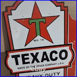 Texaco Motor Oil porcelain Enamel Sign 24 x 14 Inches 2 Sided