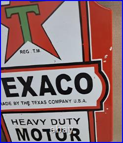 Texaco Motor Oil porcelain Enamel Sign 24 x 14 Inches 2 Sided