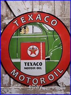 Texaco Vintage Porcelain Sign 30 Big Texas Gas Station Service Motor Oil Lube