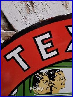 Texaco Vintage Porcelain Sign 30 Big Texas Gas Station Service Motor Oil Lube