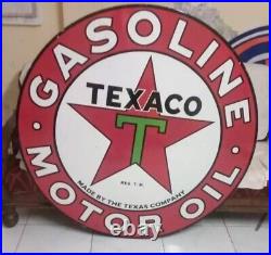 Texaxo Motor Oil Porcelain Enamel Heavy Metal Sign 42 Inches Double Side