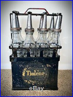 Tiolene Auto Motor Oil Rack Display With Glass Bottles Ultra Rare & Original