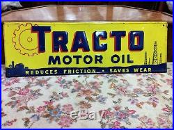 Tracto Motor Oil Tin Sign 1940s RARE