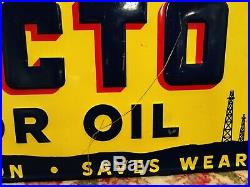 Tracto Motor Oil Tin Sign 1940s RARE