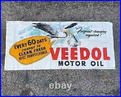 VEEDOL MOTOR OIL Banner Gas Station Sign Canvas Flag Gas Oil Advertising Vintage