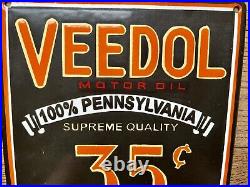 VEEDOL MOTOR OIL HEAVY PORCELAIN SIGN, (9.5x 9.5) Gas And Oil Sign