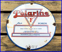 VINTAGE 12 POLARINE Heavy MOTOR OIL PORCELAIN SERVICE PUMP STATION GAS SIGN