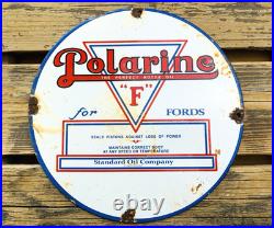 VINTAGE 12 POLARINE Heavy MOTOR OIL PORCELAIN SERVICE PUMP STATION GAS SIGN