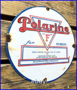 VINTAGE 12 POLARINE Heavy MOTOR OIL PORCELAIN SERVICE PUMP STATION GAS SIGN