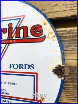 VINTAGE 12 POLARINE Heavy MOTOR OIL PORCELAIN SERVICE PUMP STATION GAS SIGN