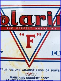 VINTAGE 12 POLARINE Heavy MOTOR OIL PORCELAIN SERVICE PUMP STATION GAS SIGN