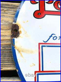 VINTAGE 12 POLARINE Heavy MOTOR OIL PORCELAIN SERVICE PUMP STATION GAS SIGN