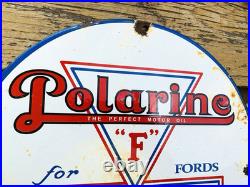 VINTAGE 12 POLARINE Heavy MOTOR OIL PORCELAIN SERVICE PUMP STATION GAS SIGN