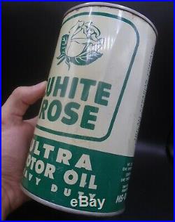 VINTAGE 1950's WHITE ROSE ULTRA HEAVY DUTY MOTOR OIL IMPERIAL QUART CAN