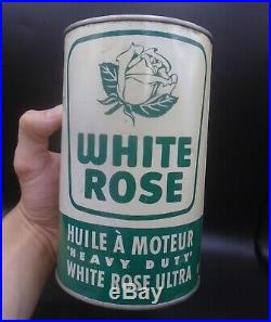 VINTAGE 1950's WHITE ROSE ULTRA HEAVY DUTY MOTOR OIL IMPERIAL QUART CAN