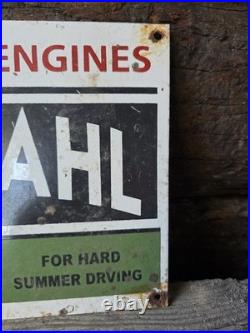 VINTAGE BARDAHL MOTOR OIL PORCELAIN SIGN, SLUGGISH ENGINES LIVE BARDAHL 10x7.5