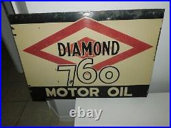 VINTAGE DIAMOND 760 PORCELIAN MOTOR OIL SIGN (32 X 22) Double Sided