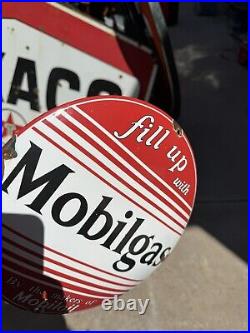 VINTAGE Mobilgas DOME 12 GASOLINE / MOTOR OIL PORCELAIN GAS SIGN