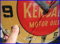 VINTAGE ORIGINAL 1950's 60's KENDALL MOTOR OIL LIGHTED CLOCK RUNS GREAT
