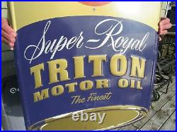 VINTAGE ORIGINAL 1950's 60's UNION 76 TRITON MOTOR OIL CAN SIGN 30x19 EMBOSSED