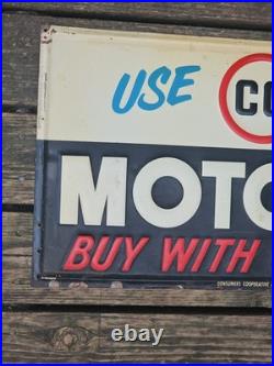 VINTAGE ORIGINAL C. 1940s CO-OP MOTOR OIL SIGN GAS STATION
