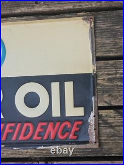 VINTAGE ORIGINAL C. 1940s CO-OP MOTOR OIL SIGN GAS STATION