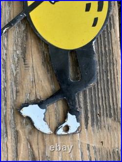 VINTAGE PLANTERS MR. PEANUT 12x6 MOTOR OIL GAS PUMP PLATE PORCELAIN SIGN