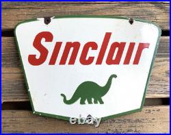 VINTAGE SINCLAIR DINO GASOLINE 12x8.5 GAS MOTOR OIL PUMP STATION PORCELAIN SIGN VINTAGE SINCLAIR DINO GASOLINE 12x8.5 GAS MOTOR OIL PUMP STATION PORCELAIN SIGN