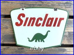 VINTAGE SINCLAIR DINO GASOLINE 12x8.5 GAS MOTOR OIL PUMP STATION PORCELAIN SIGN VINTAGE SINCLAIR DINO GASOLINE 12x8.5 GAS MOTOR OIL PUMP STATION PORCELAIN SIGN