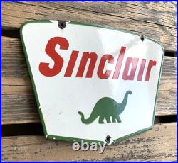 VINTAGE SINCLAIR DINO GASOLINE 12x8.5 GAS MOTOR OIL PUMP STATION PORCELAIN SIGN VINTAGE SINCLAIR DINO GASOLINE 12x8.5 GAS MOTOR OIL PUMP STATION PORCELAIN SIGN