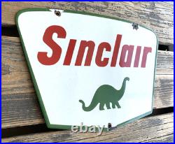 VINTAGE SINCLAIR DINO GASOLINE 12x8.5 GAS MOTOR OIL PUMP STATION PORCELAIN SIGN VINTAGE SINCLAIR DINO GASOLINE 12x8.5 GAS MOTOR OIL PUMP STATION PORCELAIN SIGN