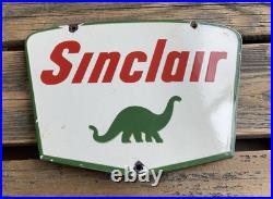 VINTAGE SINCLAIR DINO GASOLINE 12x8.5 GAS MOTOR OIL PUMP STATION PORCELAIN SIGN VINTAGE SINCLAIR DINO GASOLINE 12x8.5 GAS MOTOR OIL PUMP STATION PORCELAIN SIGN