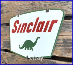 VINTAGE SINCLAIR DINO GASOLINE 12x8.5 GAS MOTOR OIL PUMP STATION PORCELAIN SIGN VINTAGE SINCLAIR DINO GASOLINE 12x8.5 GAS MOTOR OIL PUMP STATION PORCELAIN SIGN