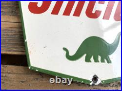 VINTAGE SINCLAIR DINO GASOLINE 12x8.5 GAS MOTOR OIL PUMP STATION PORCELAIN SIGN VINTAGE SINCLAIR DINO GASOLINE 12x8.5 GAS MOTOR OIL PUMP STATION PORCELAIN SIGN