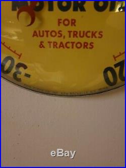 VINTAGE TRACTO MOTOR OIL Round Advertising Thermometer Sign Gas Station