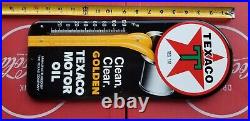 VINTAGE Texaco Motor Oil Clean Clear GoldenThermometer Sign