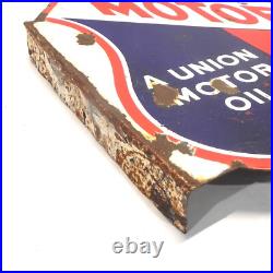 VINTAGE UNION MOTOR OIL MOTORITE PORCELAIN SIGN DOUBLE SIDED With FLANGE USED VINTAGE UNION MOTOR OIL MOTORITE PORCELAIN SIGN DOUBLE SIDED With FLANGE USED