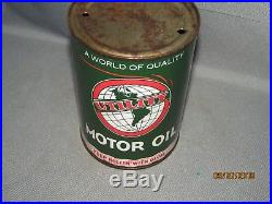 VINTAGE UTILITY MOTOR OIL CAN RARE! Globe Oil Sign Can