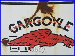 VTG 20s MOBIL GARGOYLE SINGLE SIDED PORCELAIN MOTOR OIL GAS STATION SIGN 36 X 30